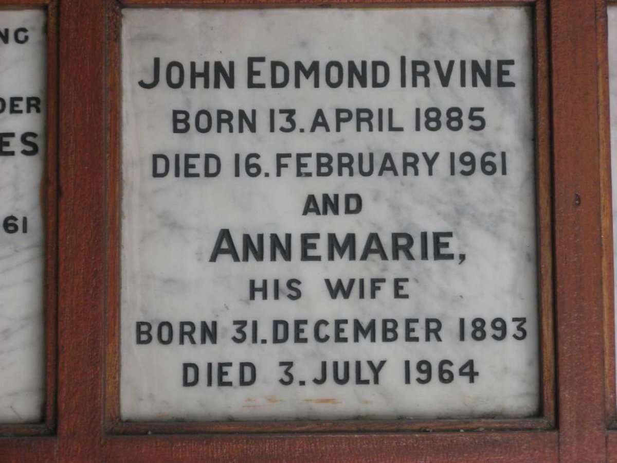 IRVINE John Edmond 1885-1961 &amp; Annemarie 1893-1964