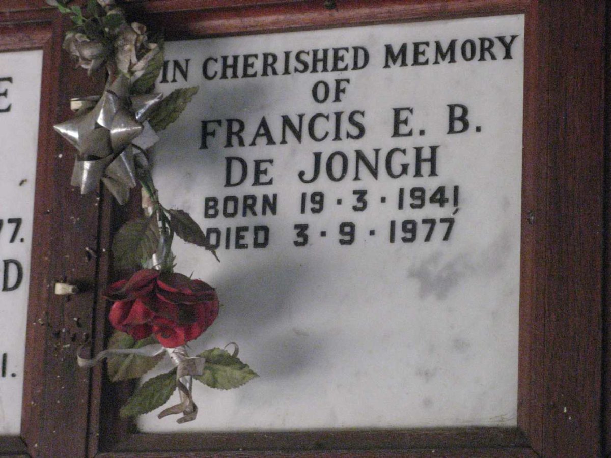 JONGH Francis E.B., de 1941-1977