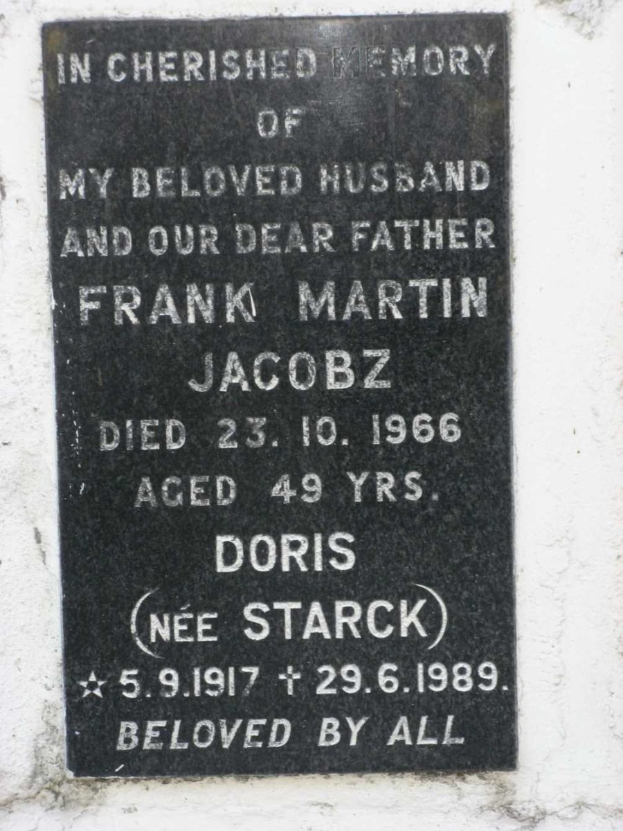 JACOBZ Frank Martin -1966 &amp; Doris STARCK 1917-1989