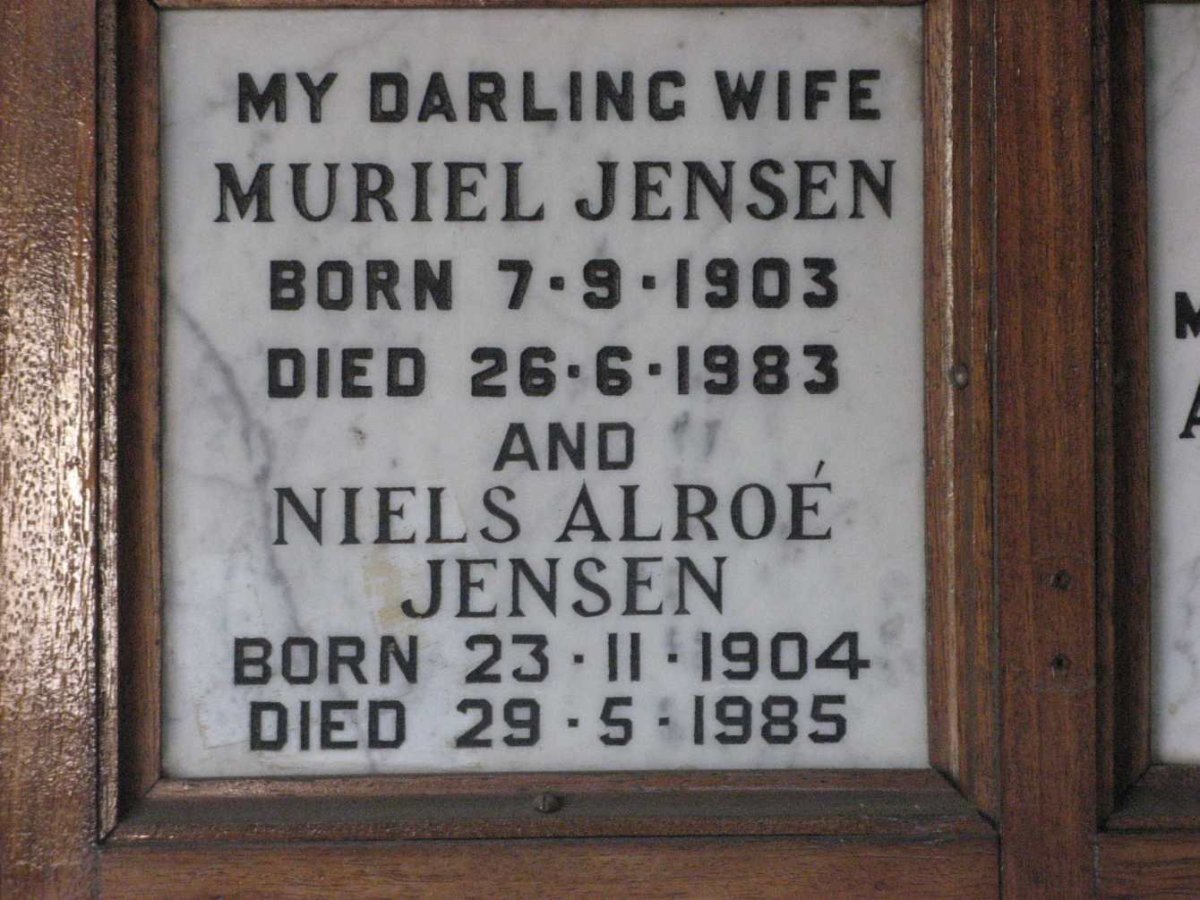 JENSEN Niels Alroe 1904-1985 &amp; Muriel 1903-1983