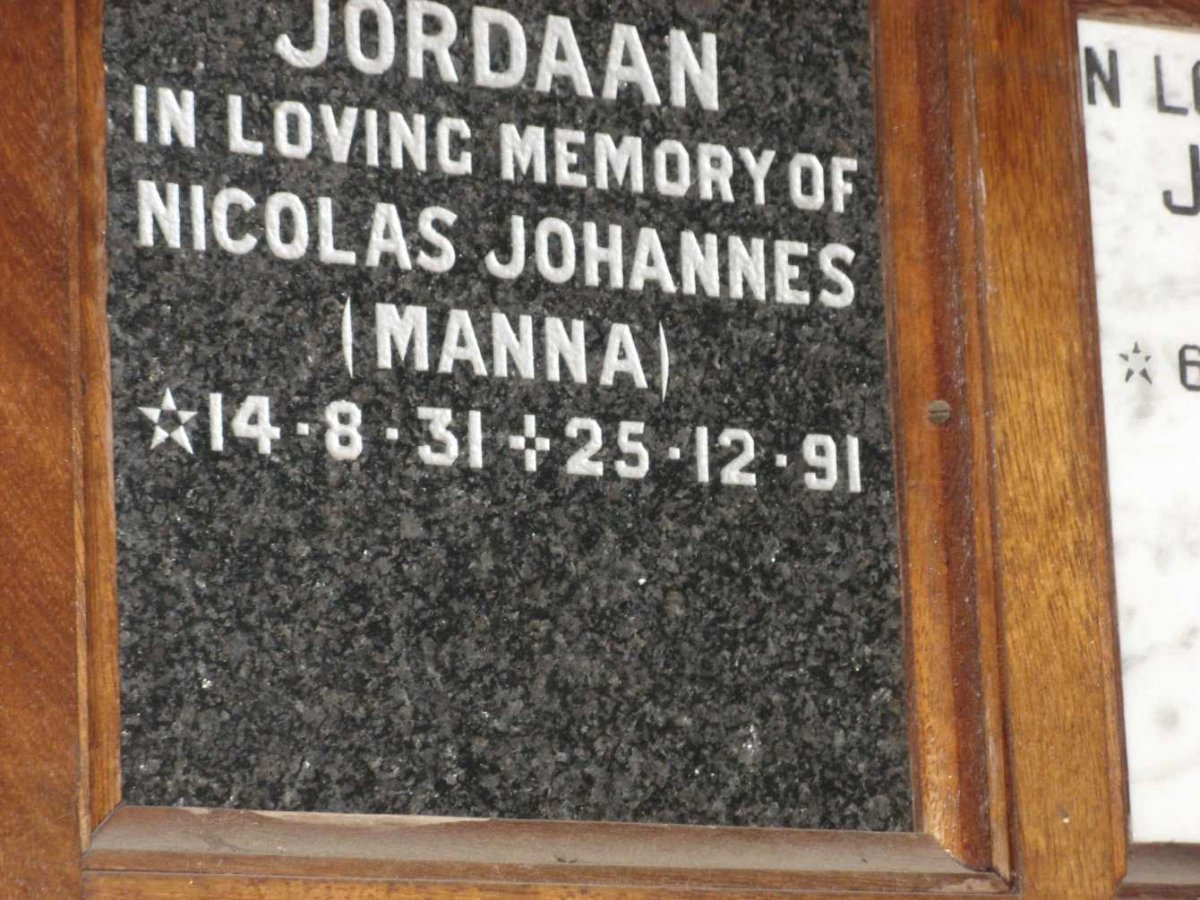 JORDAAN Nicolas Johannes 1931-1991