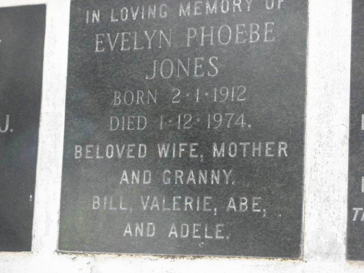 JONES Evelyn Phoebe 1912-1974