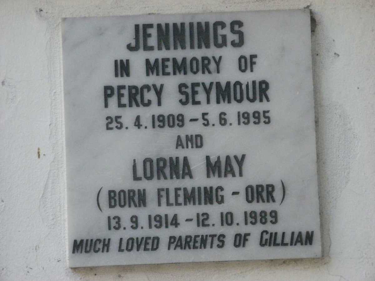 JENNINGS Percy Seymour 1909-1995 &amp; Lorna May FLEMMING-ORR 1914-1989