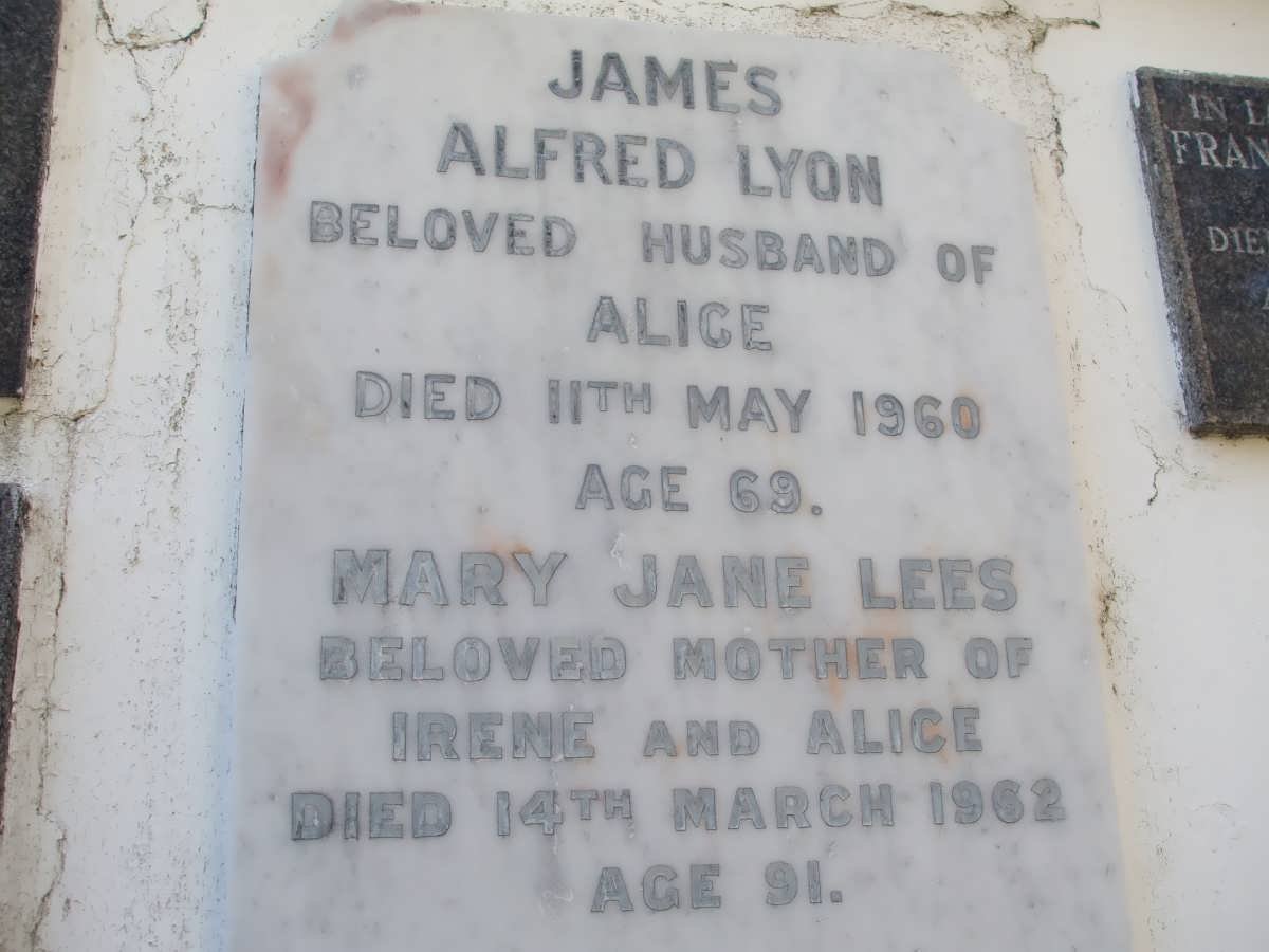 JAMES Alfred Lyon -1960 :: LEES Mary Jane -1962