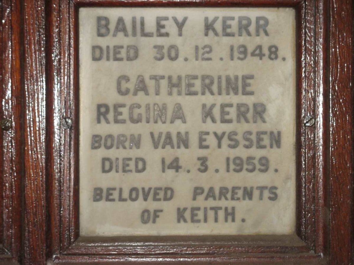 KERR Bailey -1948 &amp; Catherine Regina VAN EYSSEN -1959
