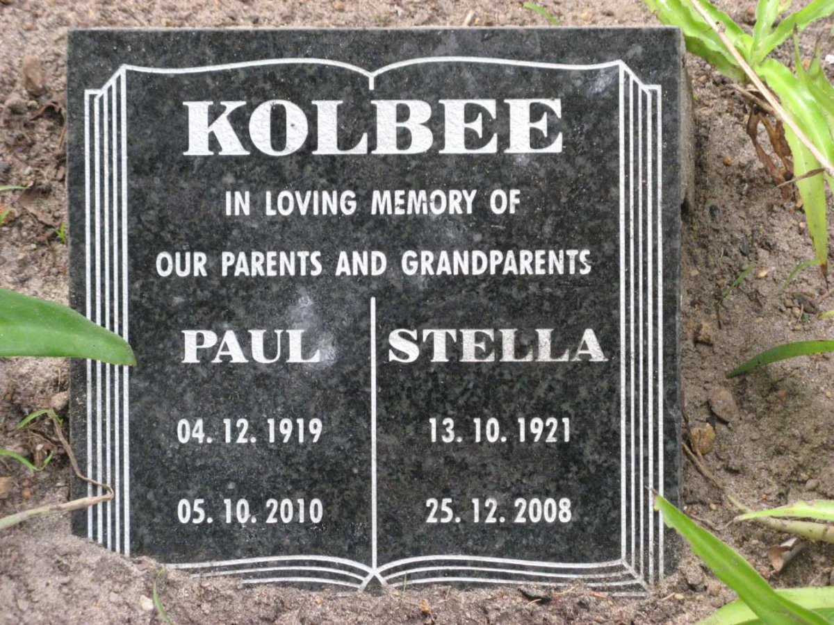 KOLBEE Paul 1919-2010 &amp; Stella 1921-2008
