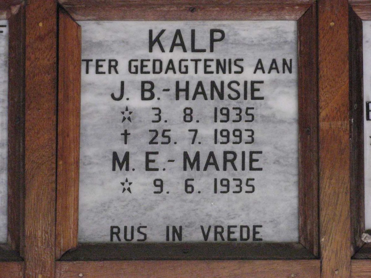 KALP J.B 1935-1993 &amp; M.E. 1935-