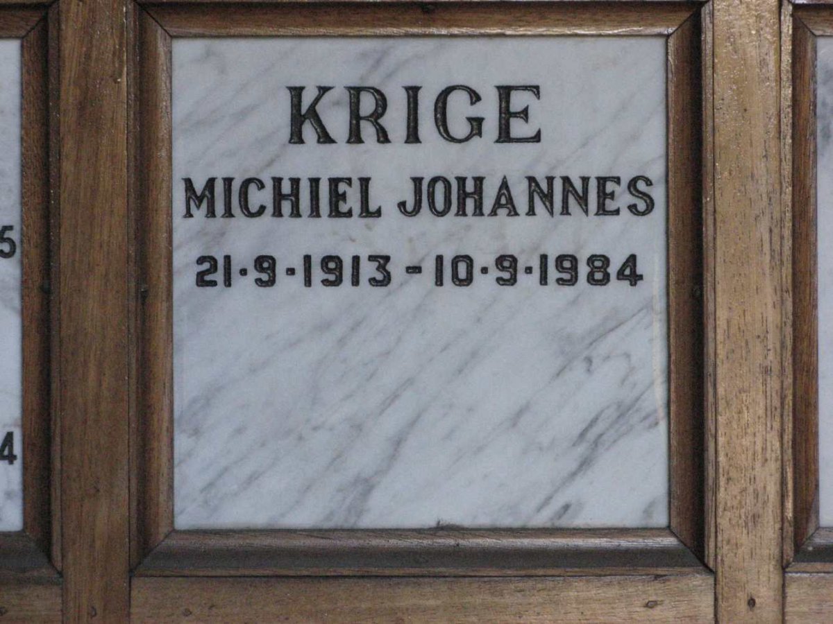KRIGE Michiel Johannes 1913-1984