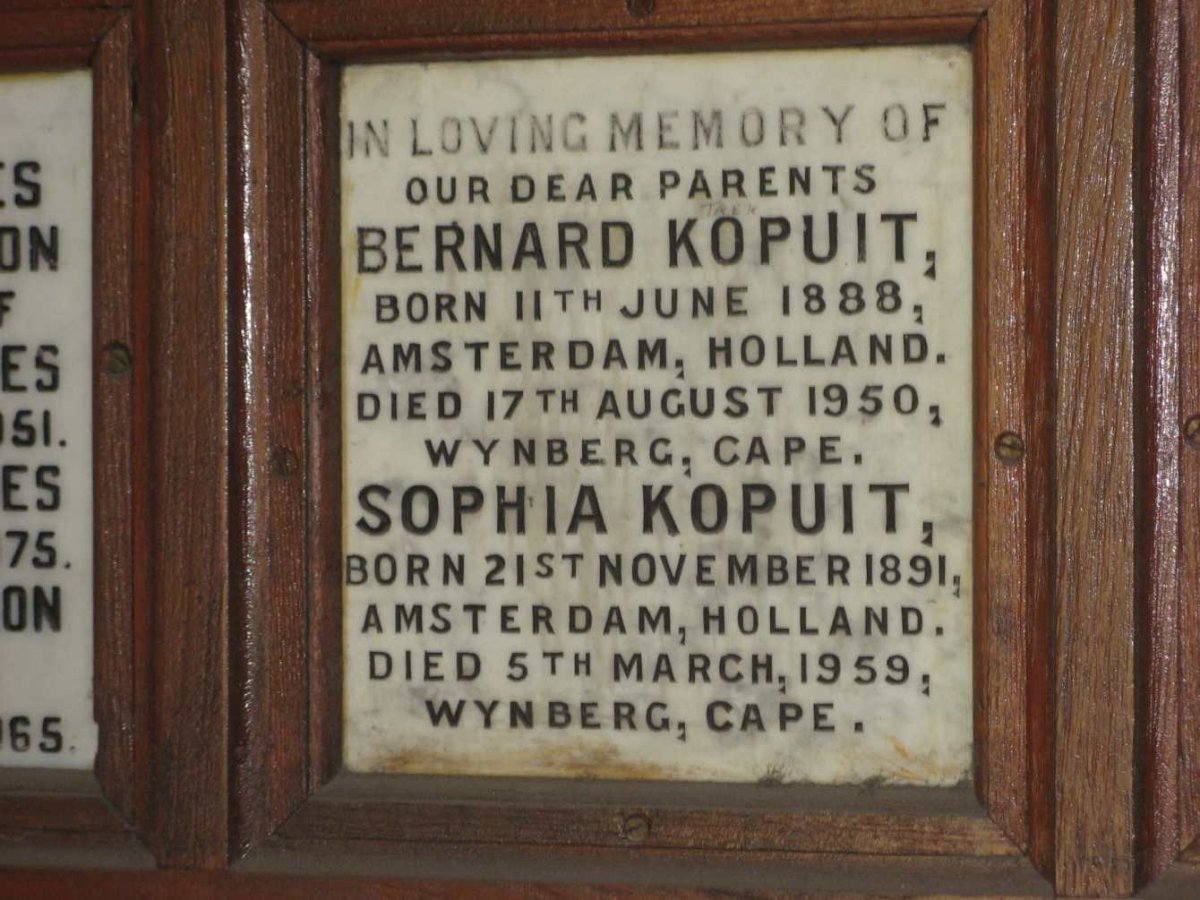 KOPUIT Bernard 1888-1950 &amp; Sophia 1891-1959