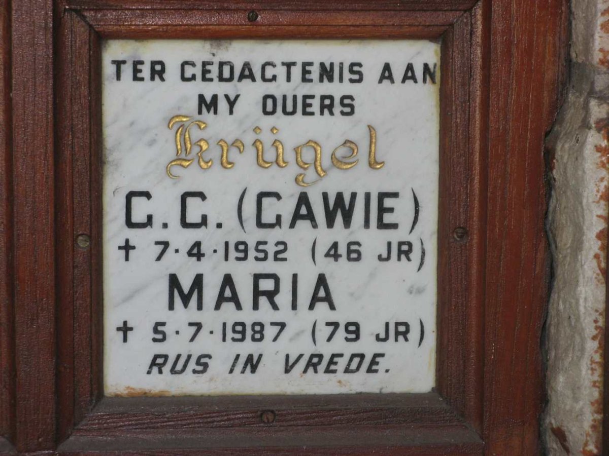 KRUGEL G.G. -1952 &amp; Maria -1987