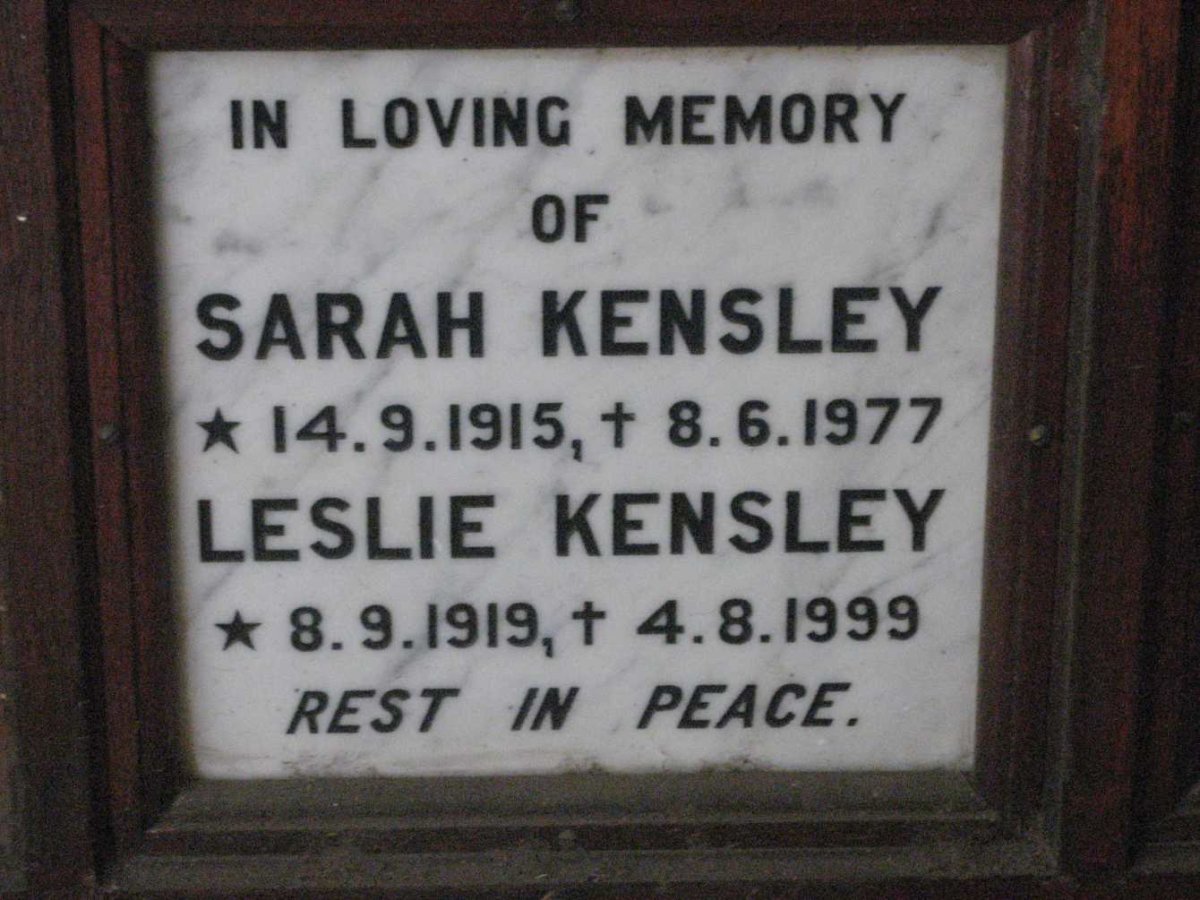 KENSLEY Leslie 1919-1999 &amp; Sarah 1915-1977