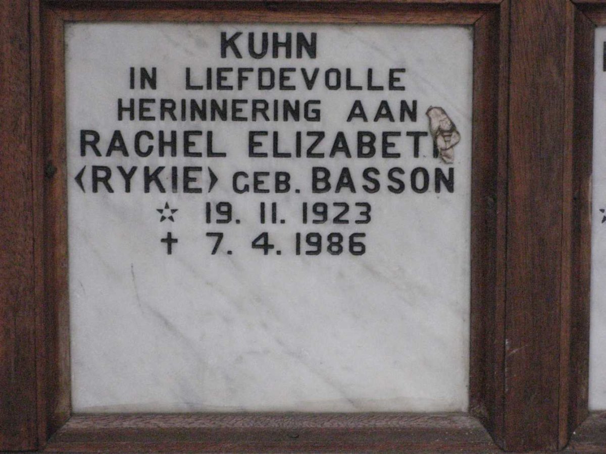 KUHN Rachel Elizabeth nee BASSON 1923-1986