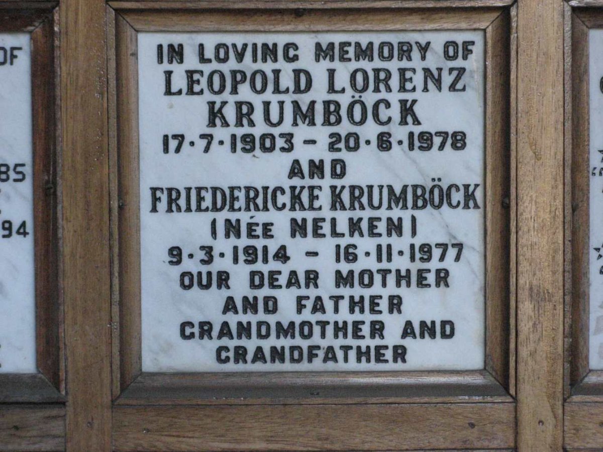 KRUMBOCK Leopold Lorenz 1903-1978 &amp; Friedericke NELKEN 1914-1977