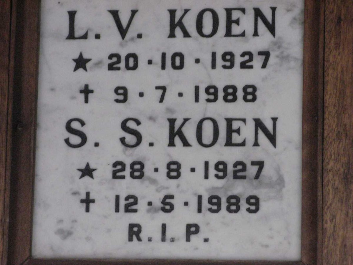 KOEN L.V. 1927-1988 &amp; S.S. 1927-1989