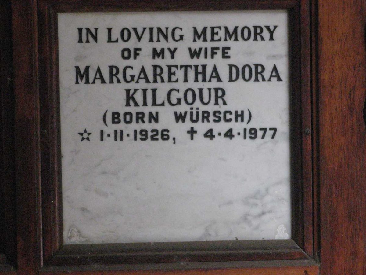 KILGOUR Margaretha Dora nee WURSCH 1926-1977