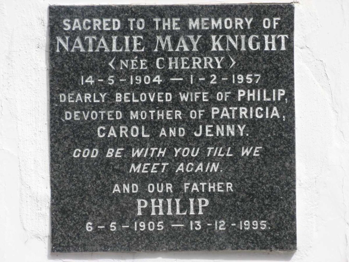 KNIGHT Philip 1905-1995 &amp; Natalie May CHERRY 1904-1957