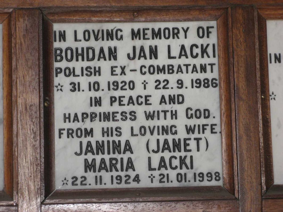 LACKI Bohdan Jan 1920-1986 &amp; Janina Maria 1924-1998
