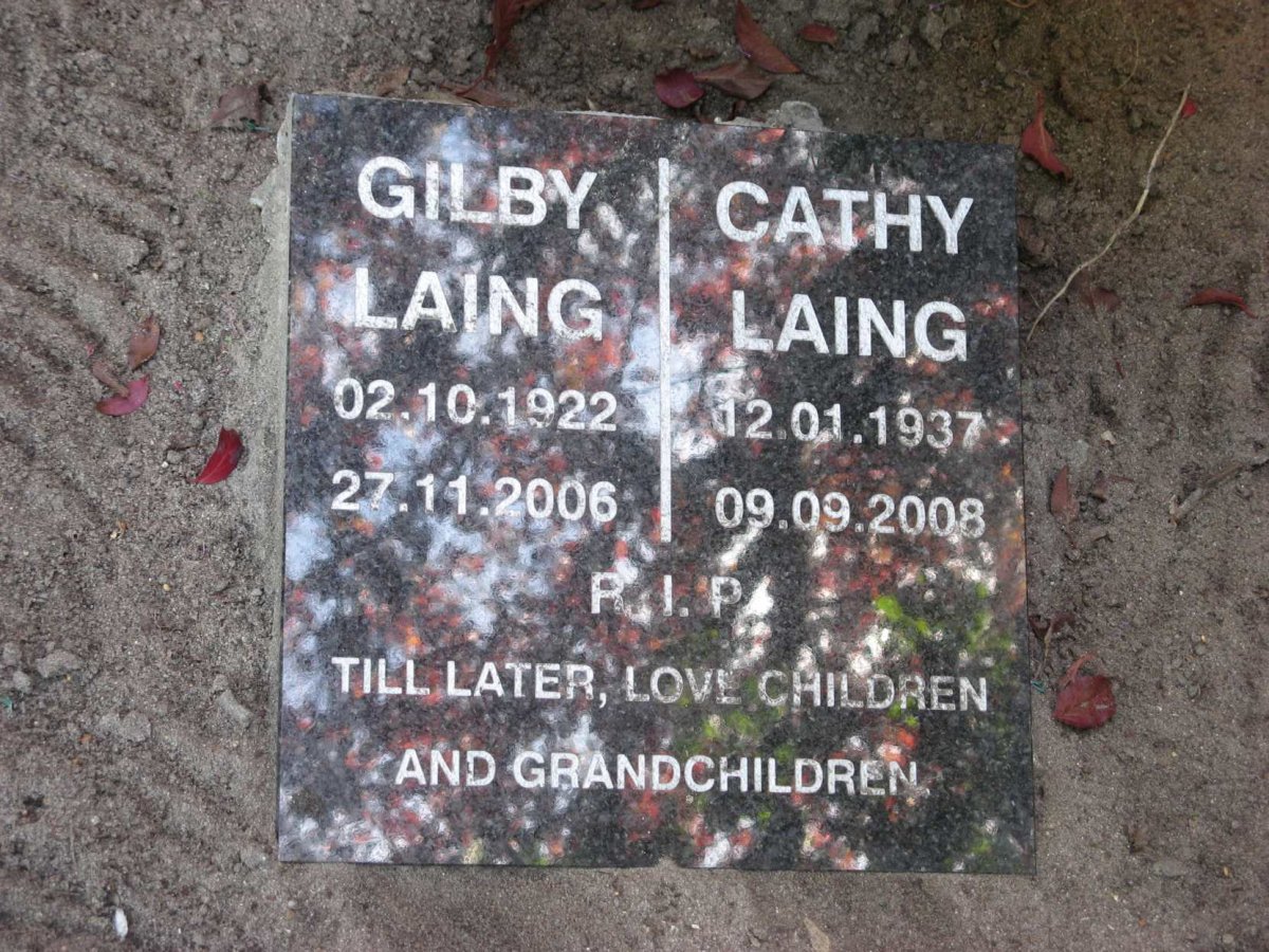 LAING Gilby 1922-2006 &amp; Cathy 1937-2008