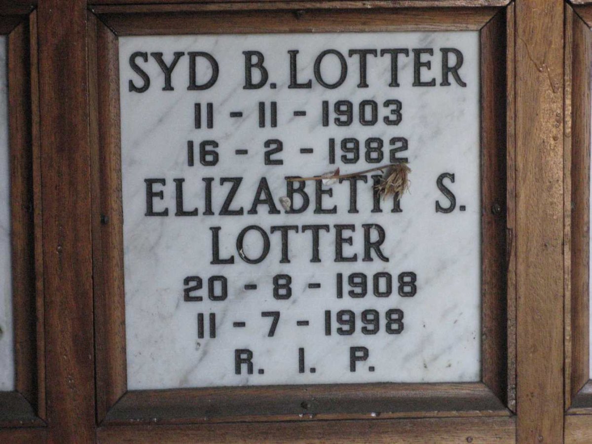 LOTTER Syd B. 1903-1982 &amp; Elizabeth S. 1908-1998