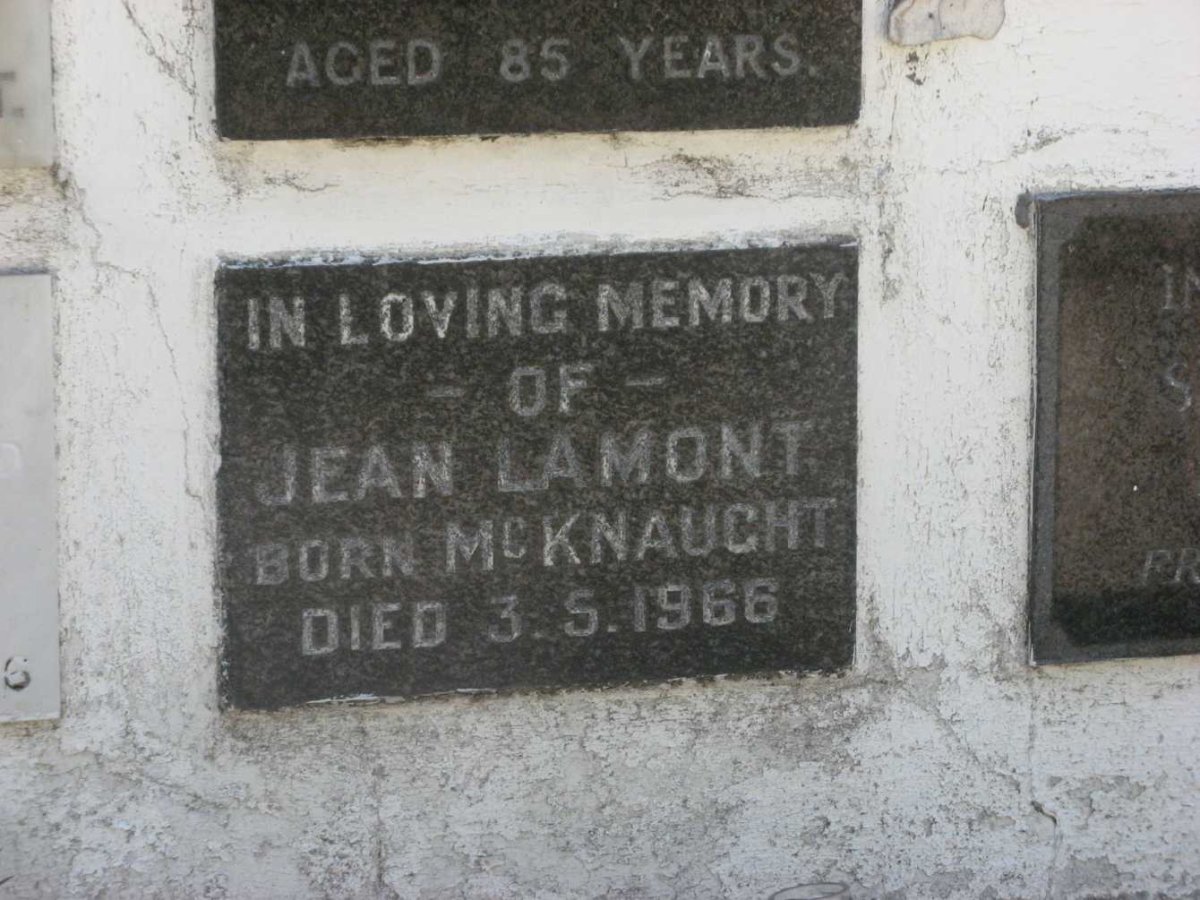 LAMONT Jean nee McKNAUGHT -1966
