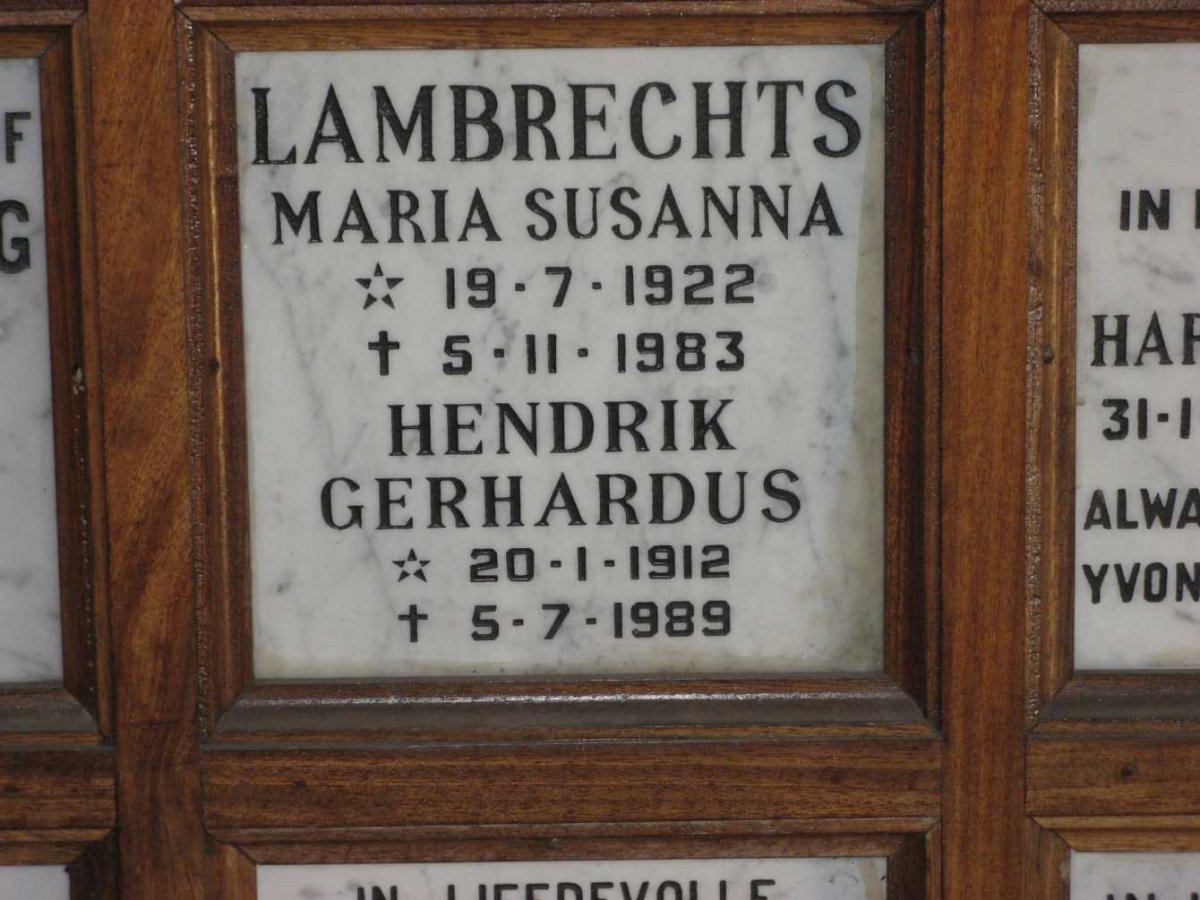 LAMBRECHTS Hendrik Gerhardus 1912-1989 &amp; Maria Susanna 1922-1983