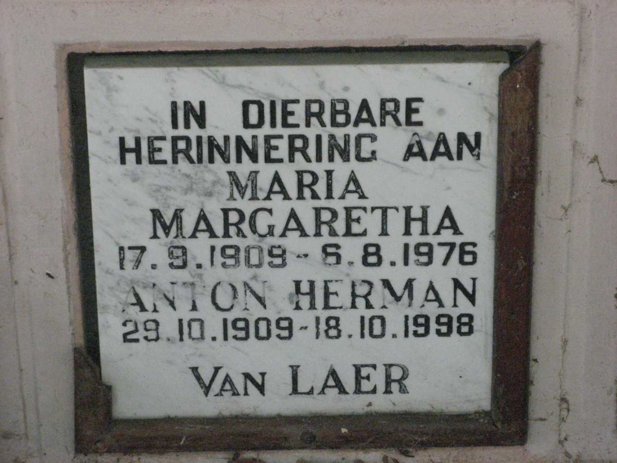 LAER Anton Herman, van 1909-1998 &amp; Maria Margaretha 1909-1976