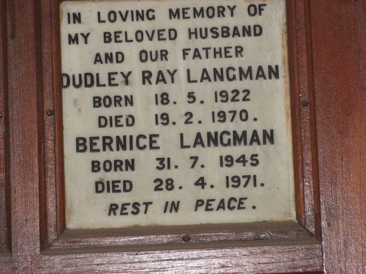 LANGMAN Dudley Ray 1922-1970 :: LANGMAN Bernice 1945-1971