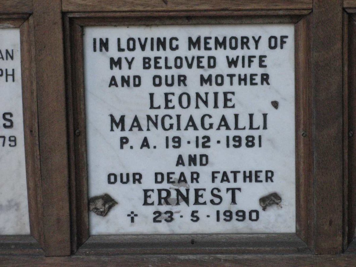 MANGIAGALLI Ernest -1990 &amp; Leonie -1981