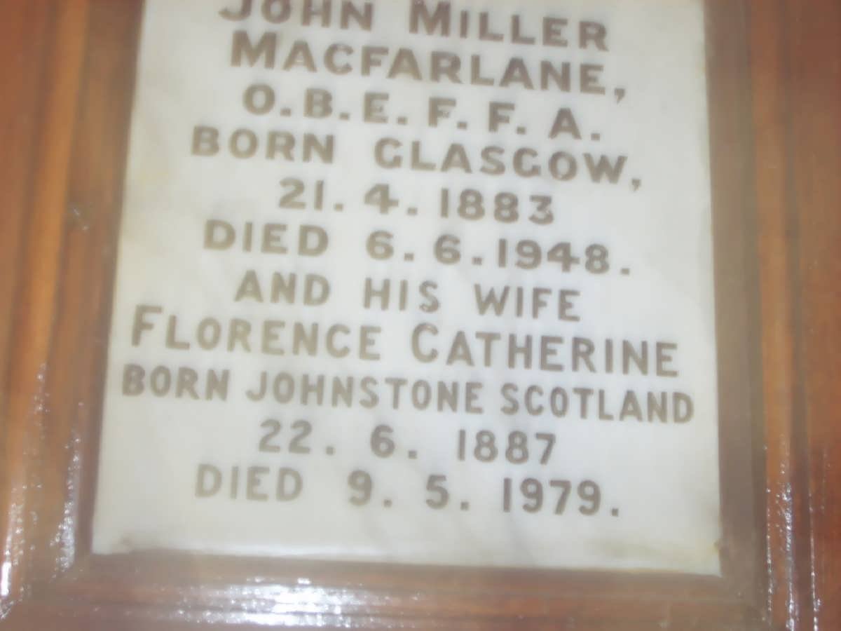 MacFARLANE John Miller 1883-1948 &amp; Florence Catherine JOHNSTONE 1887-1979