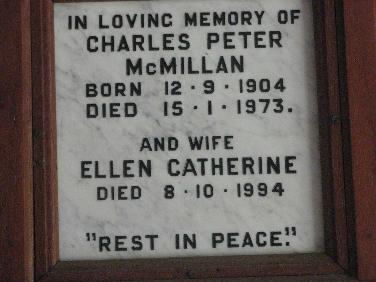 McMILLAN Charles Peter 1904-1973 &amp; Ellen Catherine -1994