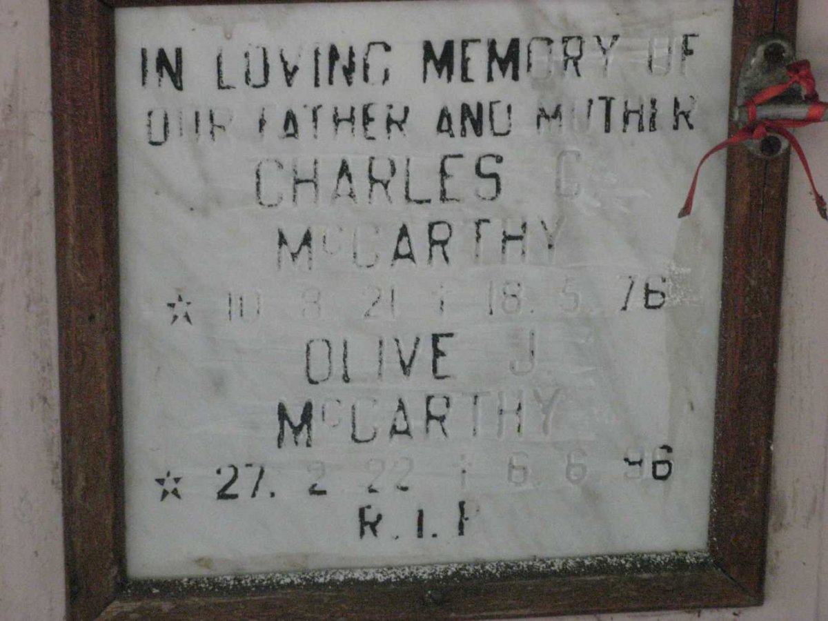 McCARTHY Charles C. 1921-1976 &amp; Olive J. 1922-1996