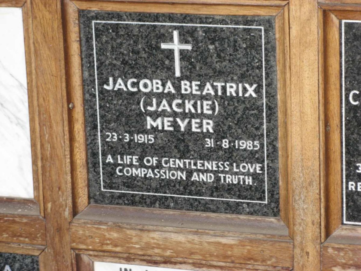 MEYER Jacoba Beatrix 1915-1985