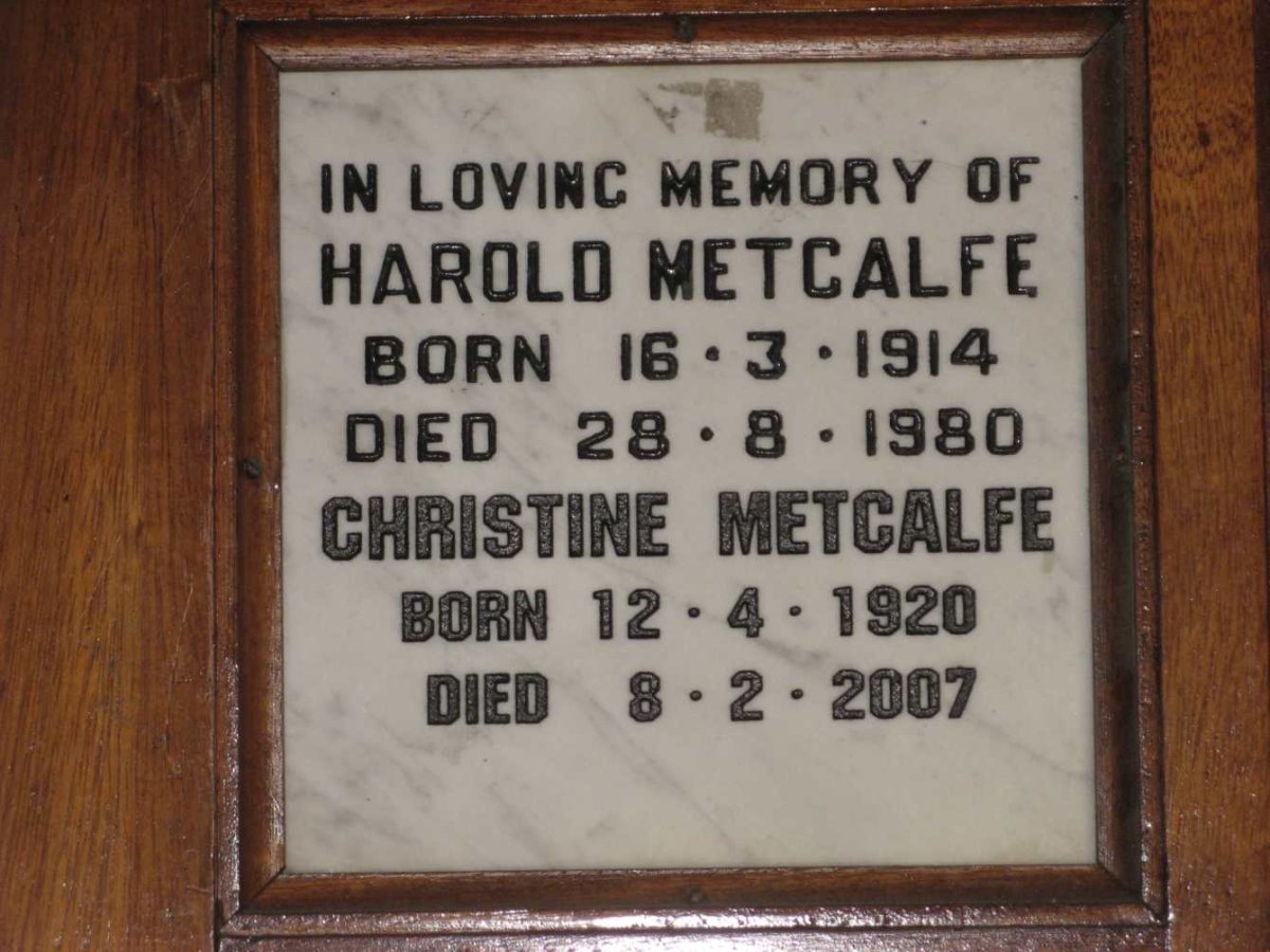 METCALFE Harold 1914-1980 &amp; Christine 1920-2007