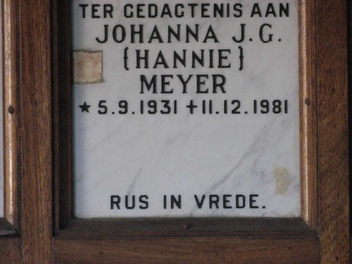 MEYER Johanna J.G. 1931-1981