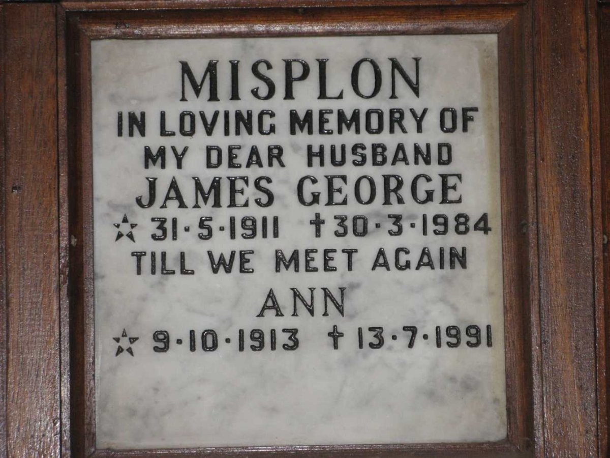 MISPLON James George 1911-1984 &amp; Ann 1913-1991