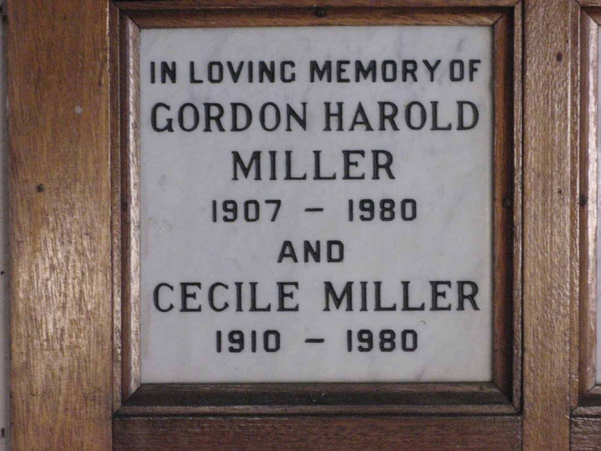 MILLER Gordon Harold 1907-1980 &amp; Cecile 1910-1980