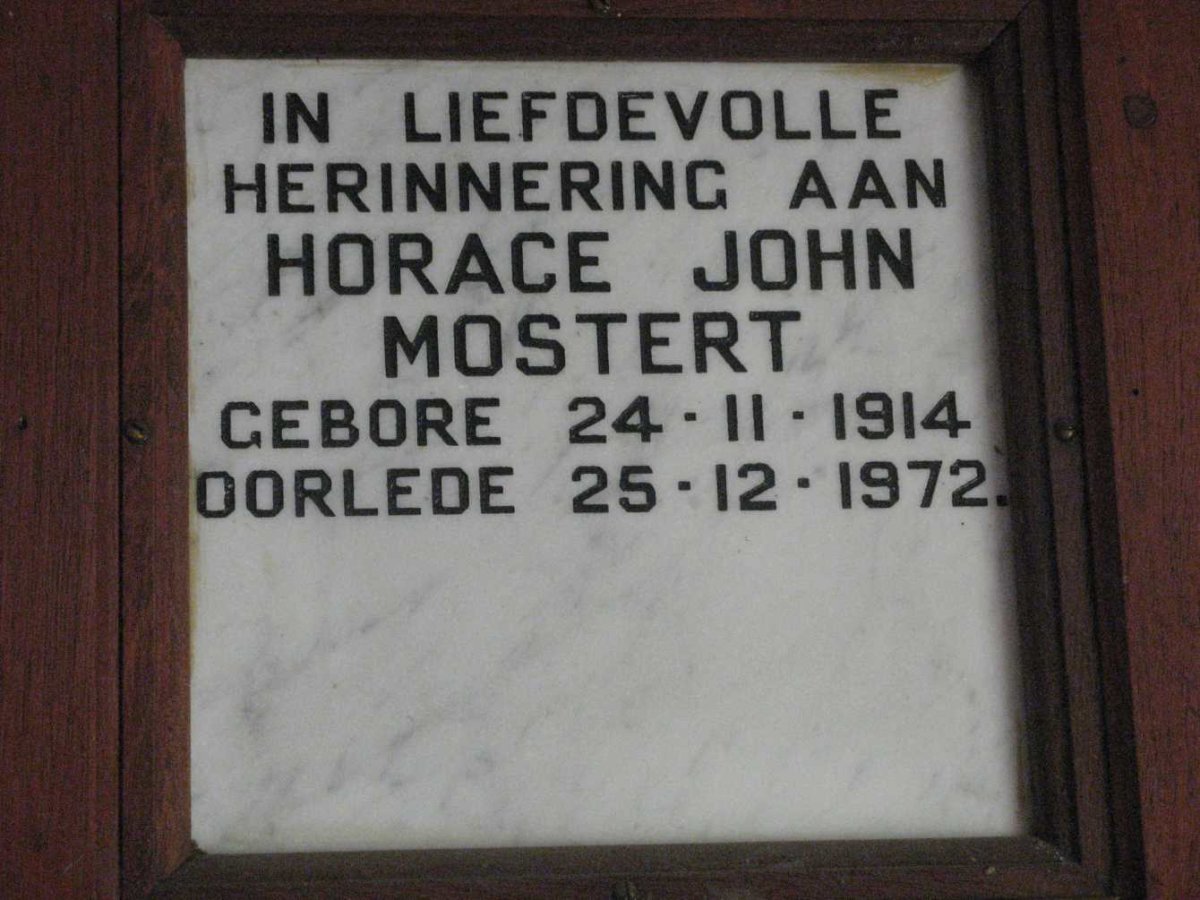 MOSTERT Horace John 1914-1972