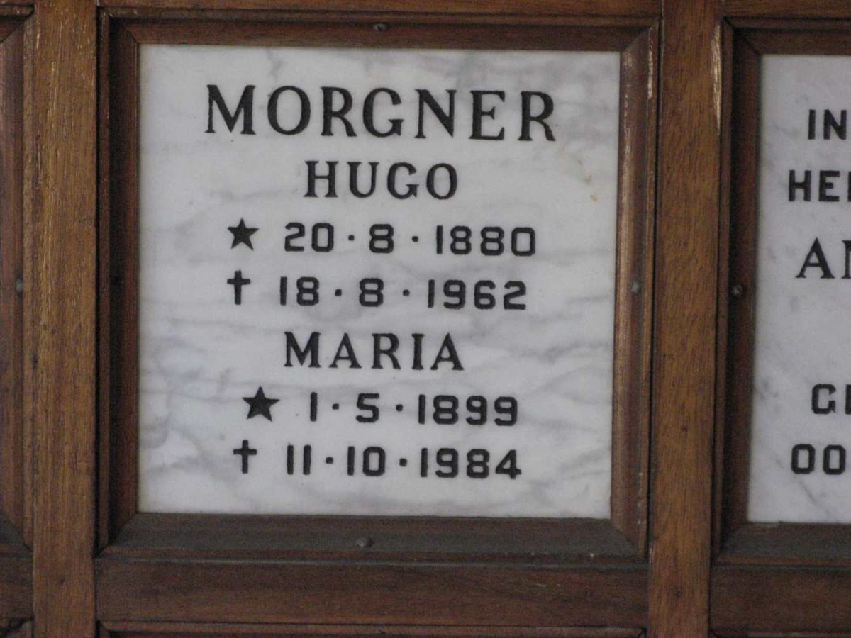 MORGNER Hugo 1880-1962 &amp; Maria 1899-1984
