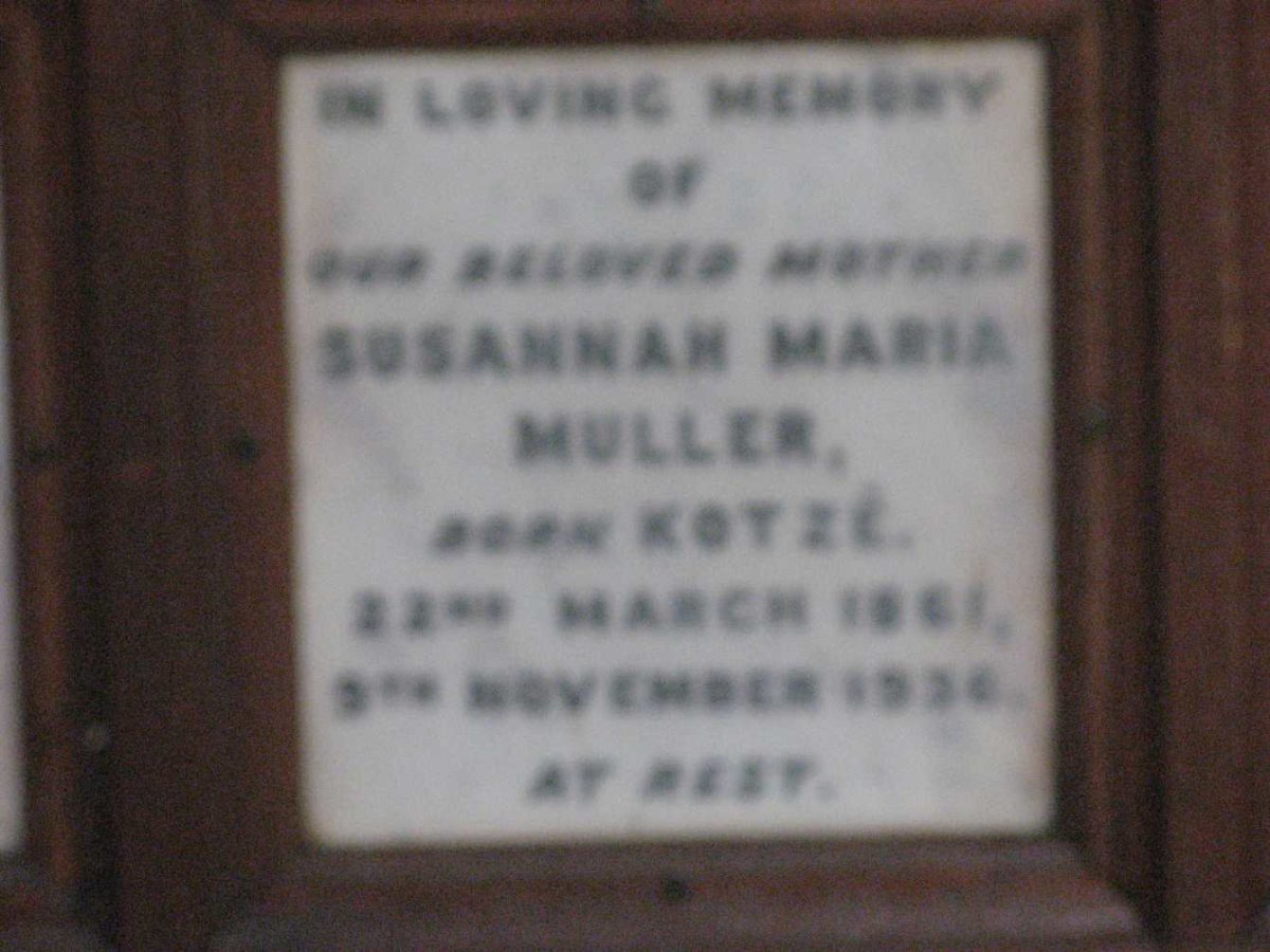 MULLER Susannah Maria nee KOTZE 18??-19??