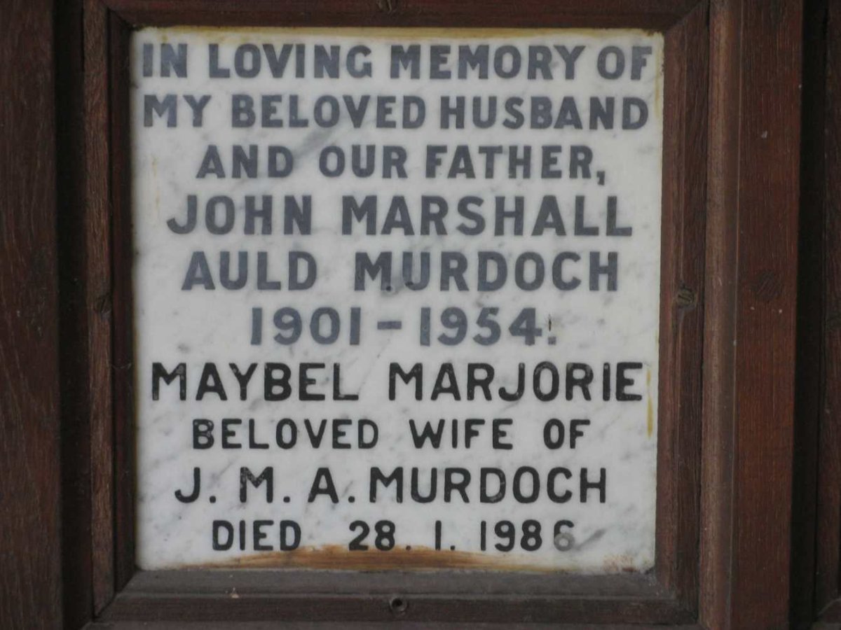 MURDOCH John Marshall Auld 1901-1954 &amp; Maybel Marjorie -1986