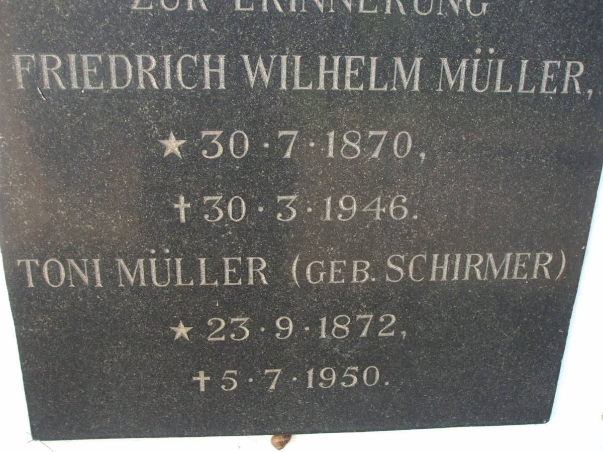 MULLER Friedrich Wilhelm 1870-1946 &amp; Toni SCHIRMER 1872-1950