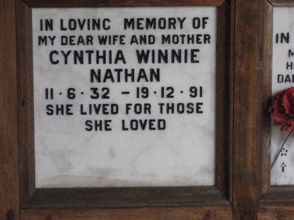 NATHAN Cynthia Winnie 1932-1991