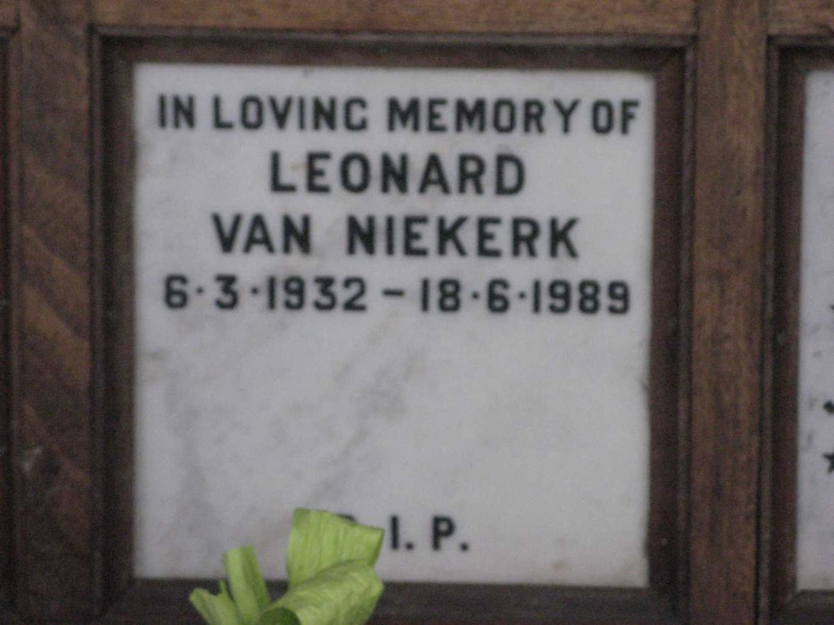 NIEKERK Leonard, van 1932-1989