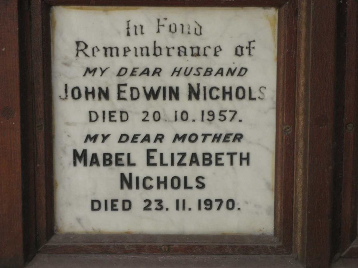 NICHOLS John Edwin -1957 &amp; Mabel Elizabeth -1970
