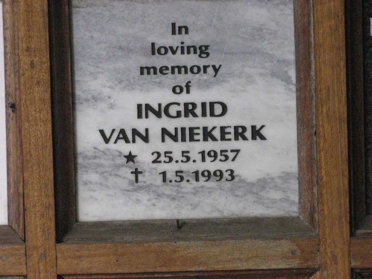 NIEKERK Ingrid, van 1957-1993