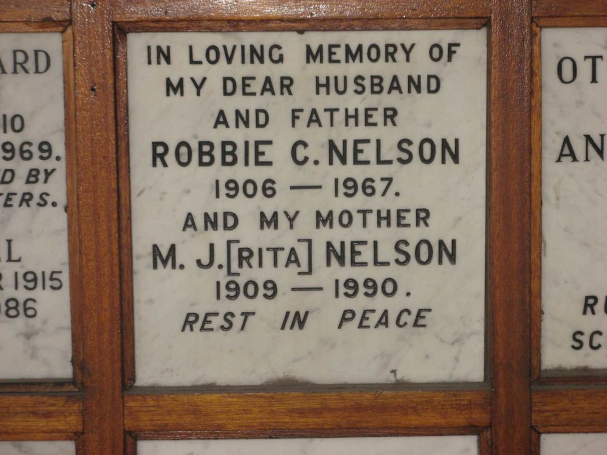 NELSON Robbie C. 1906-1967 &amp; M.J. 1909-1990