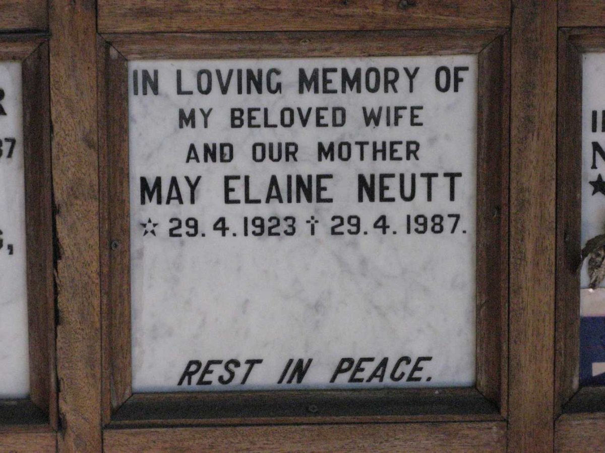 NEUTT May Elaine 1923-1987