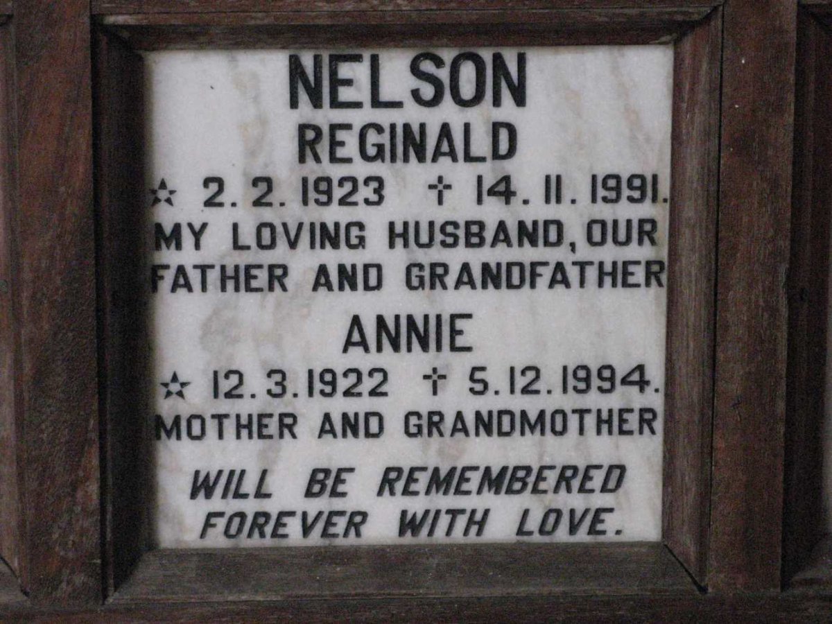 NELSON Reginald 1923-1991 &amp; Annie 1922-1992