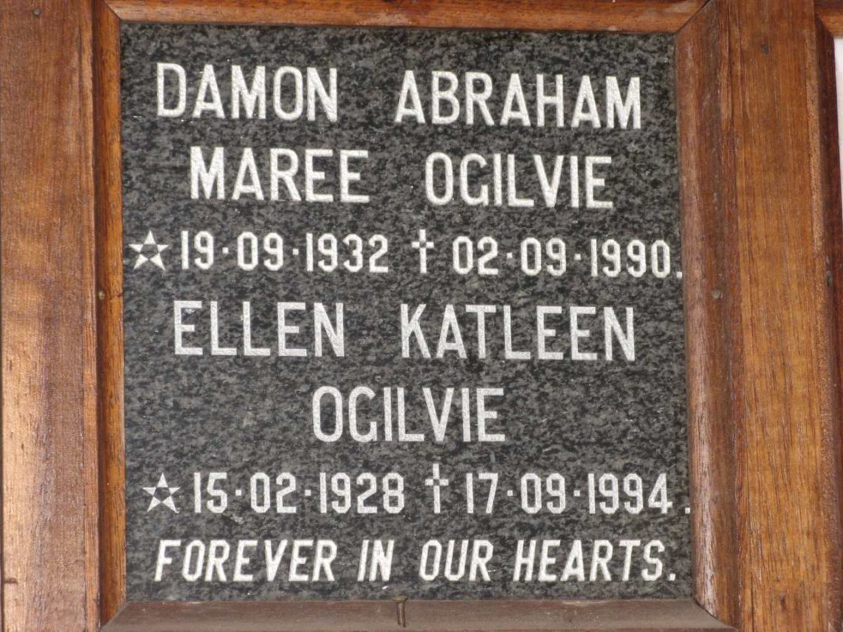 OGILVIE Damon Abraham Maree 1932-1990 &amp; Ellen Katleen 1928-1994
