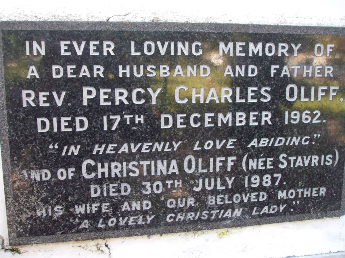 OLIFF Percy Charles -1962 &amp; Christina STAVRIS -1987